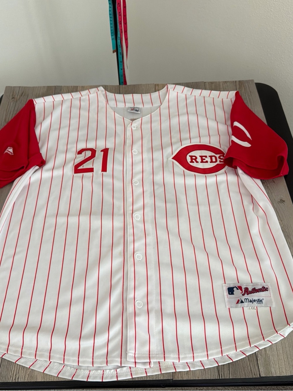 Cincinnati Reds Majestic Replica Jersey Deion Sanders #21 MLB XXL Flaws (READ)👇